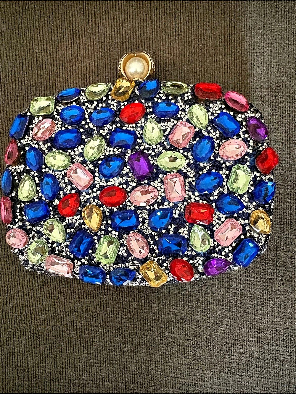 Jeweled Clutch in Blue & Multi